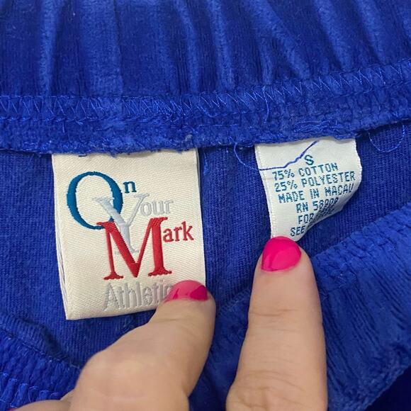ON YOUR MARK ATHLETIC • Vintage Blue Velvet Sweatpants Bottoms - Picture 4 of 5